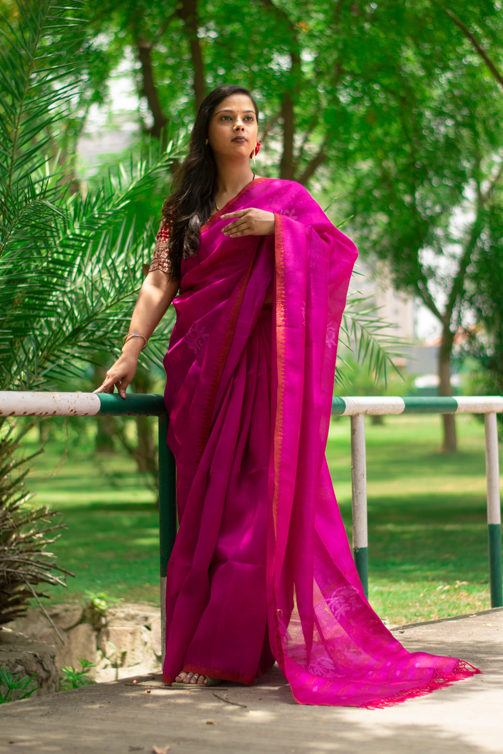 Blush Pink Pure Mulberry Silk Saree with Deep Red Zari Border