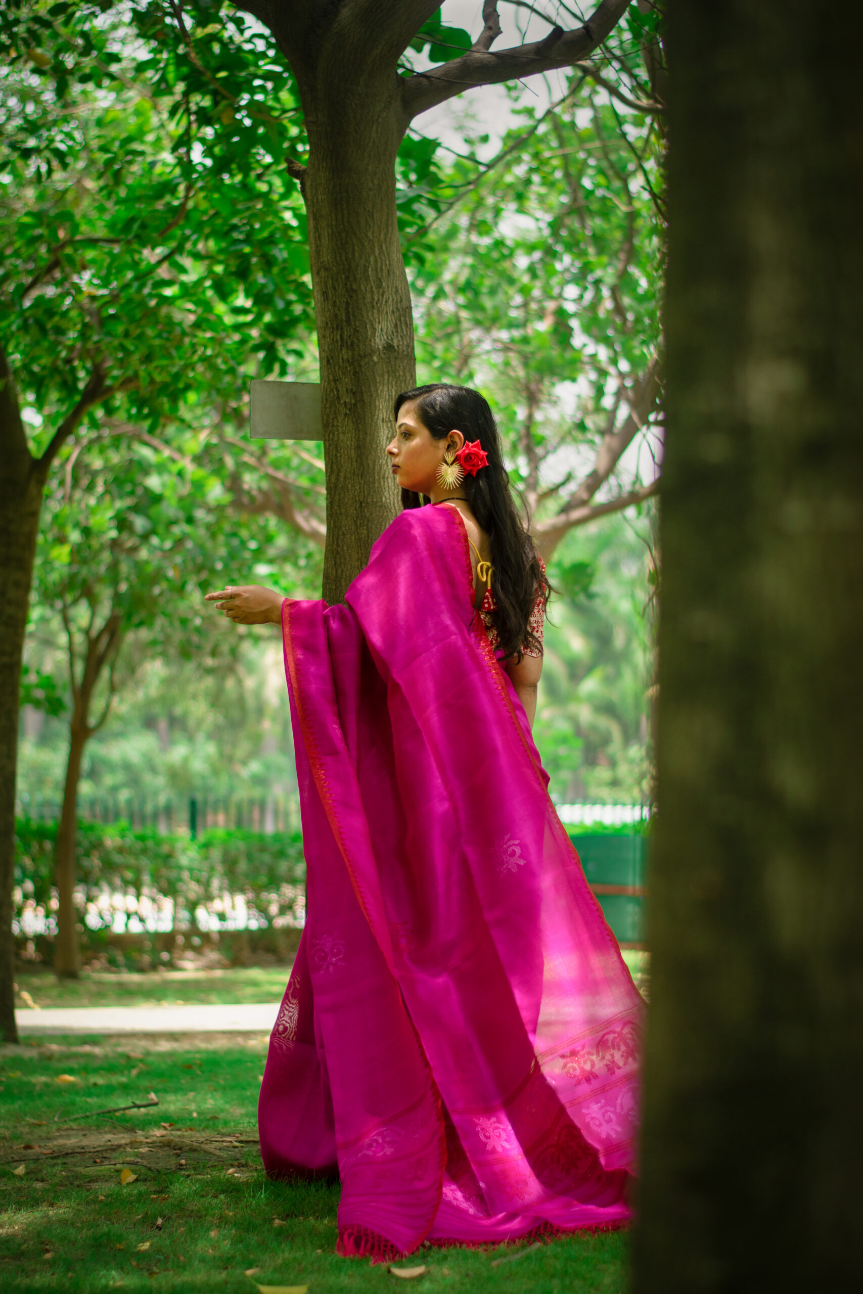 Blush Pink Pure Mulberry Silk Saree with Deep Red Zari Border - Image 2
