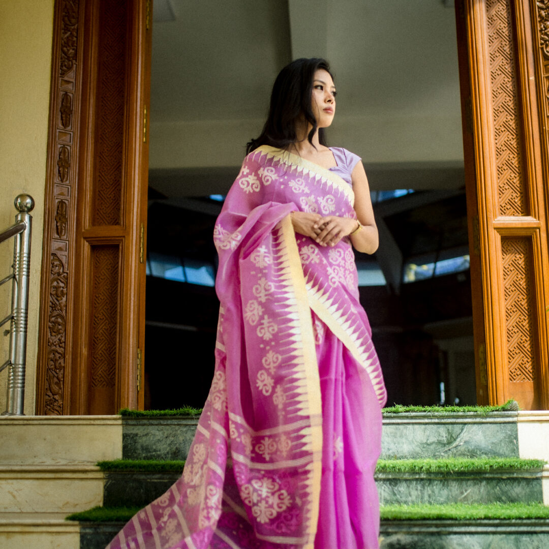 Royal Magenta Moirang Phee Heritage Saree