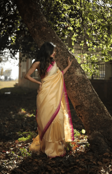 Mellow Marigold Elegance Pure Mulberry Silk Moirangphee Saree - Image 3
